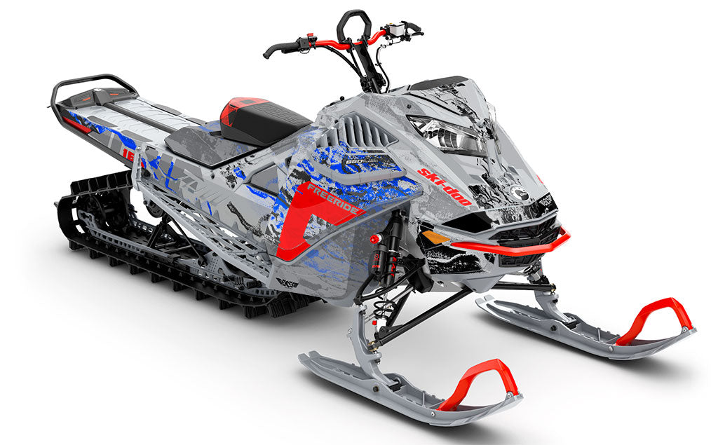 Sidestep CatGrey Blue Ski-Doo REV Gen4 LWH - Freeride Less Coverage Sled Wrap