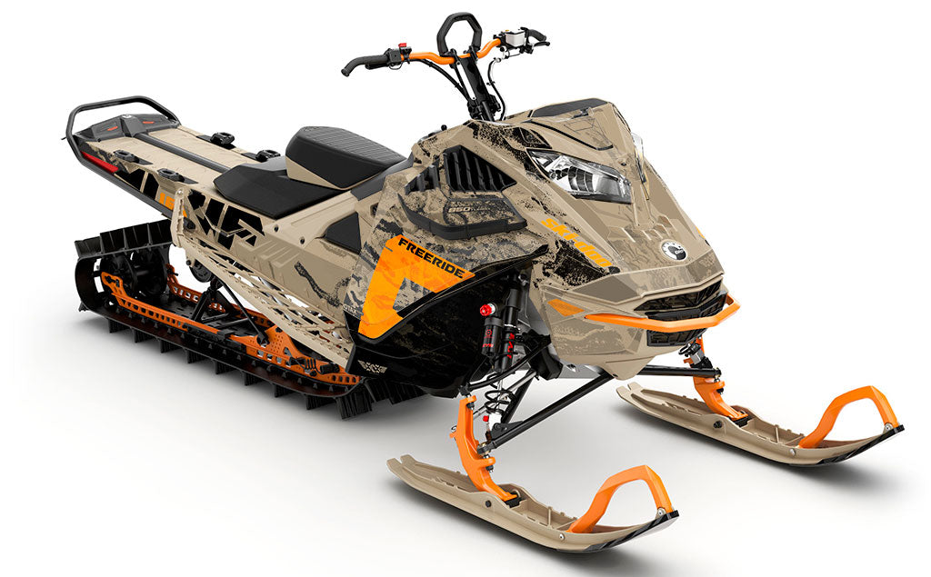 Sidestep Tan Liqtitanium Ski-Doo REV Gen4 LWH - Freeride Partial Coverage Sled Wrap