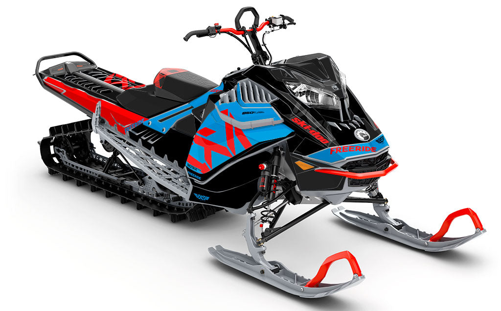 Nixis Blue Red Ski-Doo REV Gen4 LWH - Freeride Premium Coverage Sled Wrap