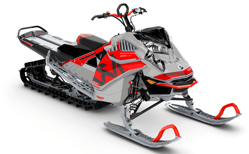 Nixis Red DrkGrey Ski-Doo REV Gen4 LWH - Freeride Full Coverage Sled Wrap