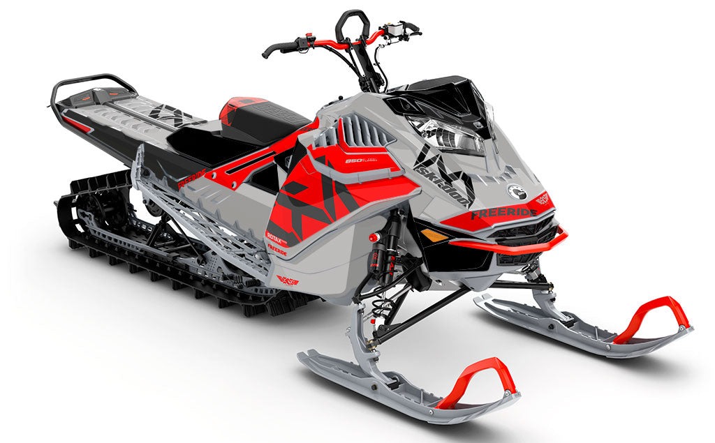 Nixis Red DrkGrey Ski-Doo REV Gen4 LWH - Freeride Premium Coverage Sled Wrap