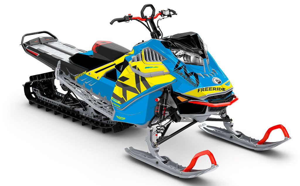 Nixis Yellow DrkGrey Ski-Doo REV Gen4 LWH - Freeride Full Coverage Sled Wrap