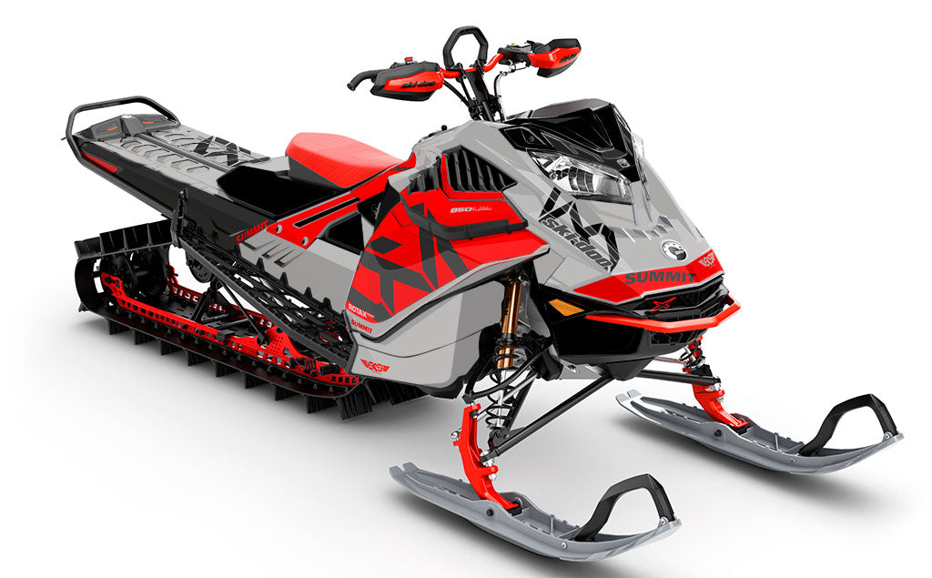 Nixis Red DrkGrey Ski-Doo REV Gen4 LWH - Summit Premium Coverage Sled Wrap