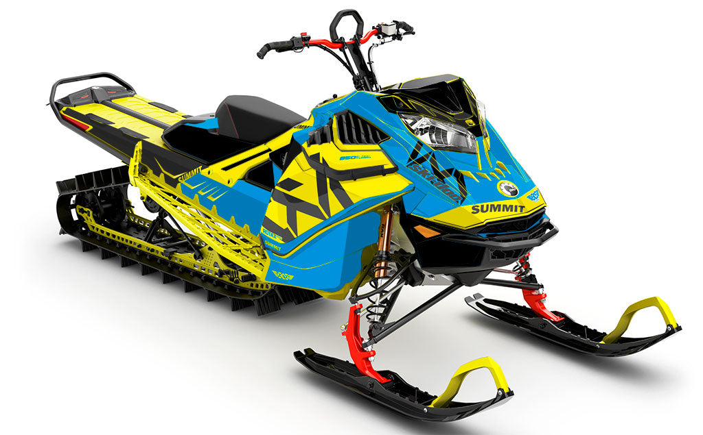 Nixis Yellow DrkGrey Ski-Doo REV Gen4 LWH - Summit Full Coverage Sled Wrap