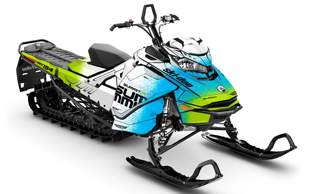 Overspray Green Blue Ski-Doo REV Gen4 Summit Less Coverage Sled Wrap