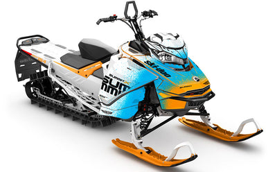 Overspray Orange Blue Ski-Doo REV Gen4 Summit Premium Coverage Sled Wrap