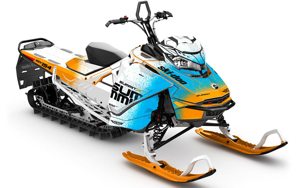 Overspray Orange Blue Ski-Doo REV Gen4 Summit Partial Coverage Sled Wrap