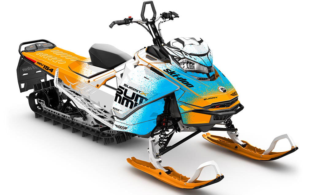 Overspray Orange Blue Ski-Doo REV Gen4 Summit Less Coverage Sled Wrap