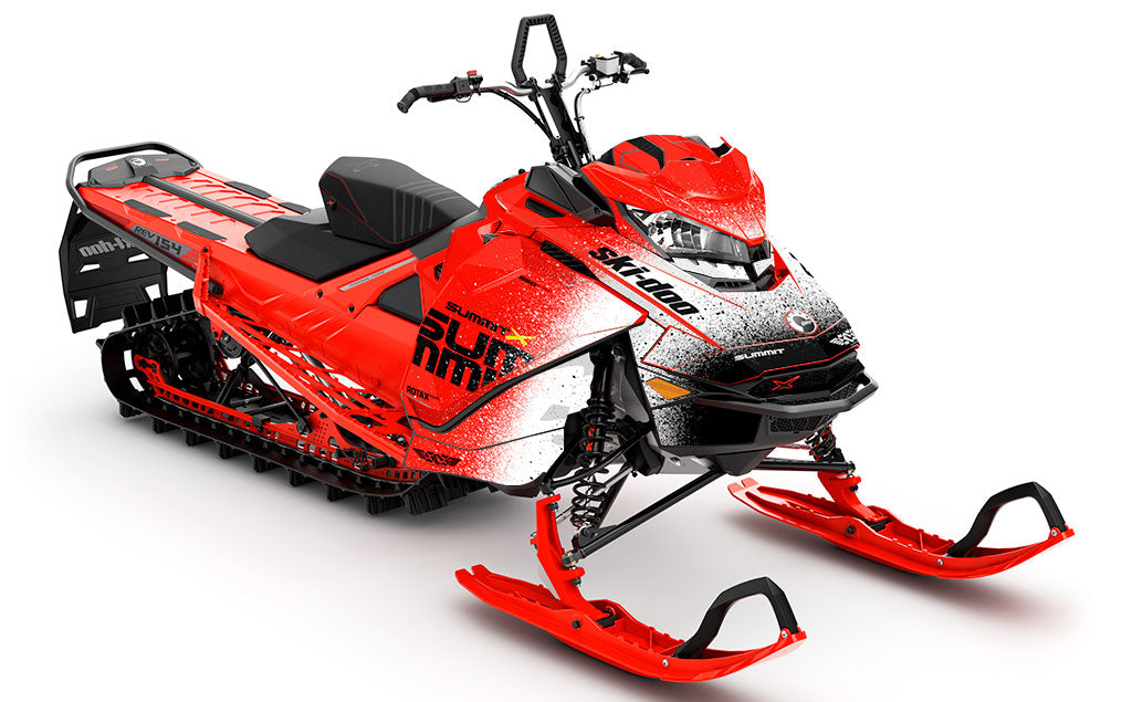 Overspray Red Black Ski-Doo REV Gen4 Summit Premium Coverage Sled Wrap