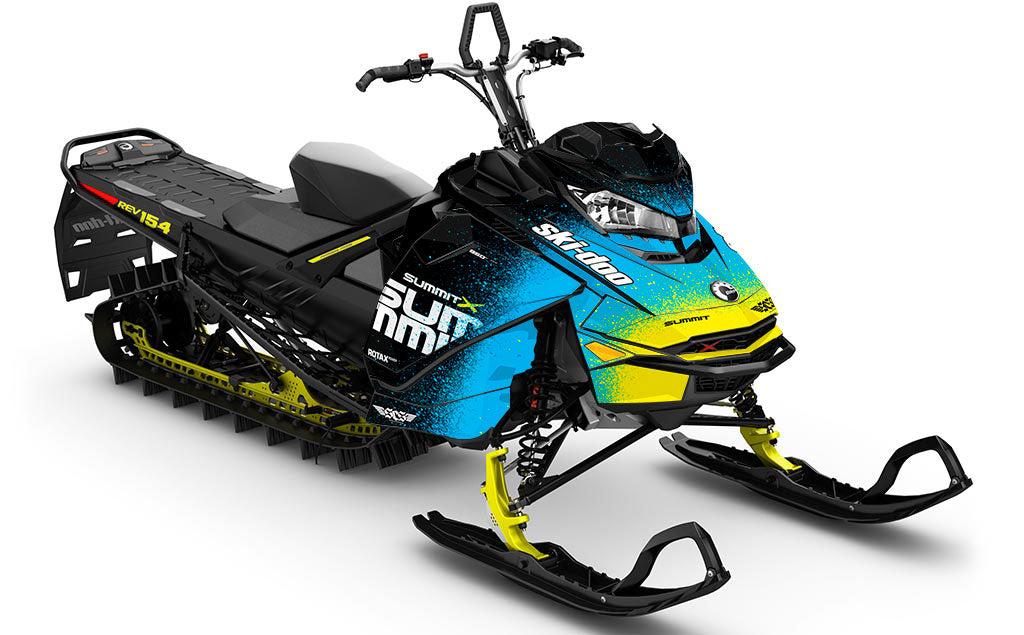 Overspray Yellow Blue Ski-Doo REV Gen4 Summit Premium Coverage Sled Wrap