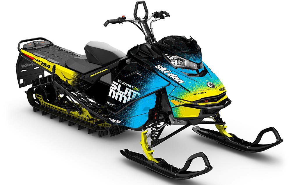 Overspray Yellow Blue Ski-Doo REV Gen4 Summit Full Coverage Sled Wrap