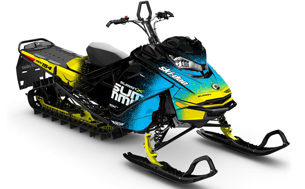 Overspray Yellow Blue Ski-Doo REV Gen4 Summit Partial Coverage Sled Wrap