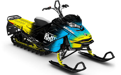 Overspray Yellow Blue Ski-Doo REV Gen4 Summit Less Coverage Sled Wrap