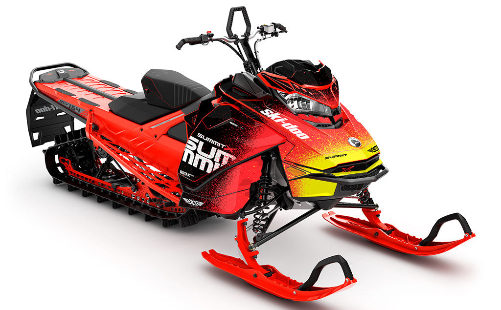 Overspray Yellow Red Ski-Doo REV Gen4 Summit Premium Coverage Sled Wrap