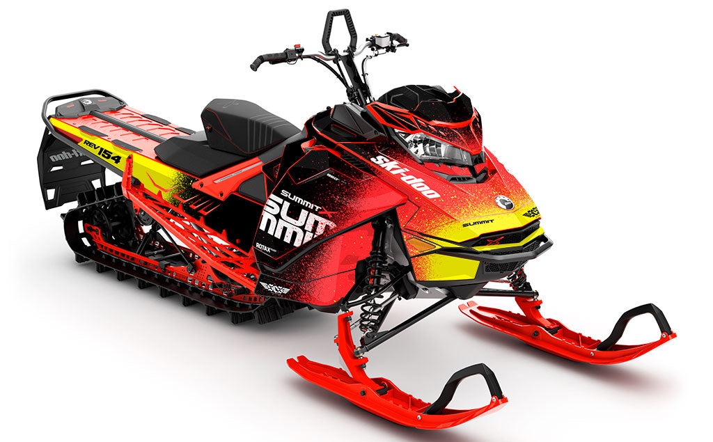 Overspray Yellow Red Ski-Doo REV Gen4 Summit Full Coverage Sled Wrap