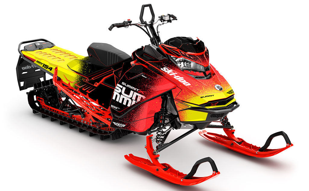 Overspray Yellow Red Ski-Doo REV Gen4 Summit Less Coverage Sled Wrap