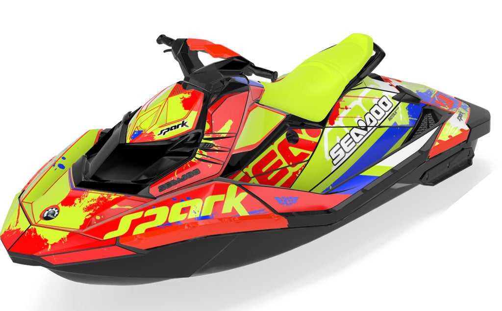 Overtime Sea-Doo Spark Graphics Blue Red Full Coverage