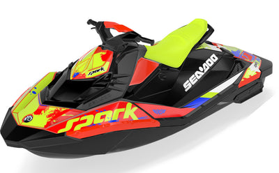 Overtime Sea-Doo Spark Graphics Blue Red Partial Coverage