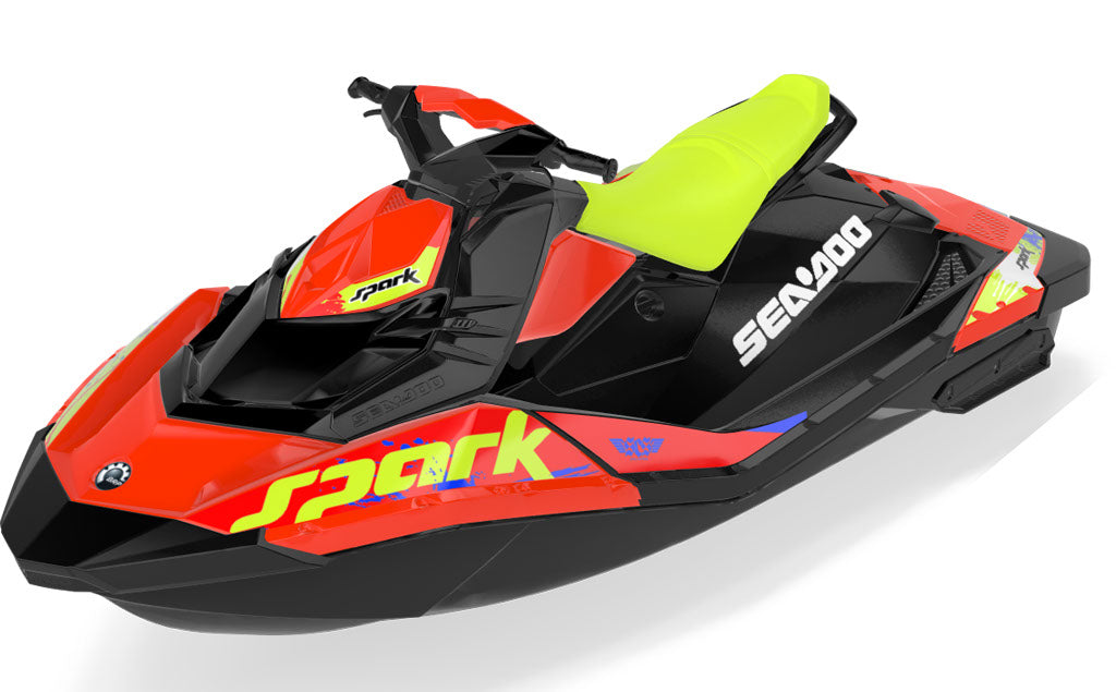 Overtime Sea-Doo Spark Graphics Blue Red Less Coverage