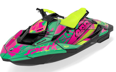 Overtime Sea-Doo Spark Graphics Green Pink Full Coverage