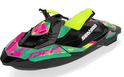 Overtime Sea-Doo Spark Graphics Green Pink Partial Coverage