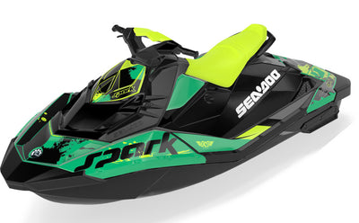 Overtime Sea-Doo Spark Graphics Manta Green Partial Coverage