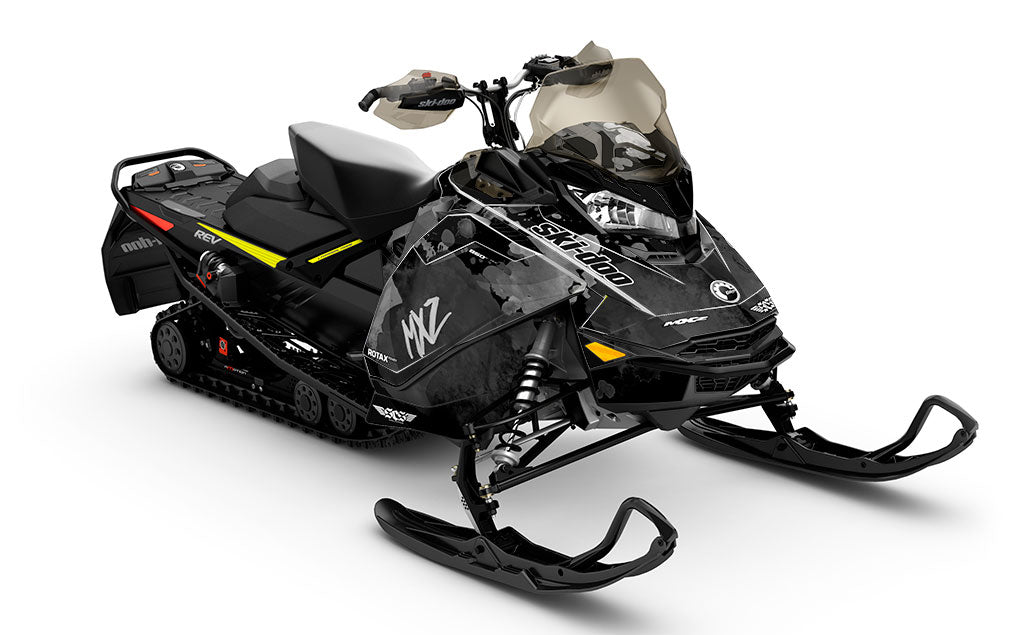 Powder Color Black Grey Ski-Doo REV Gen4 MXZ Premium Coverage Sled Wrap