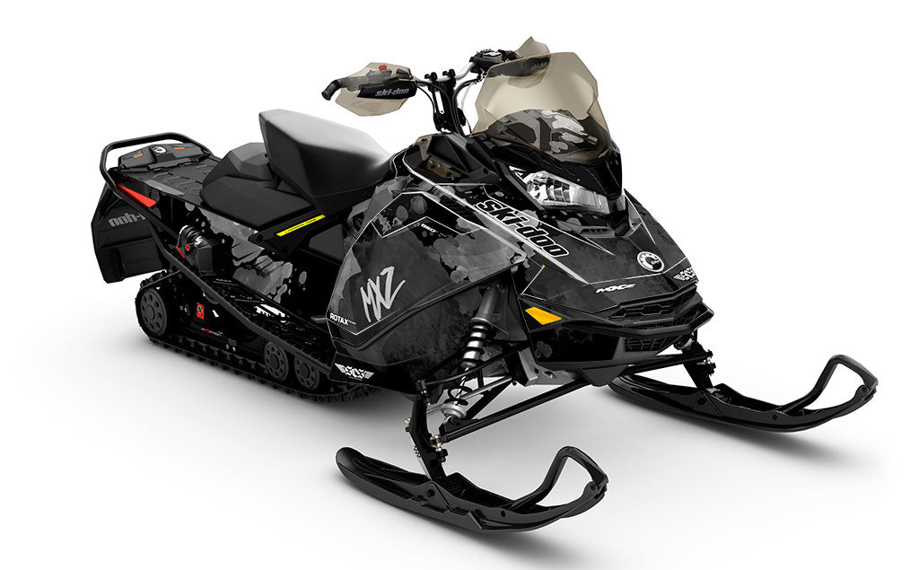 Powder Color Black Grey Ski-Doo REV Gen4 MXZ Full Coverage Sled Wrap