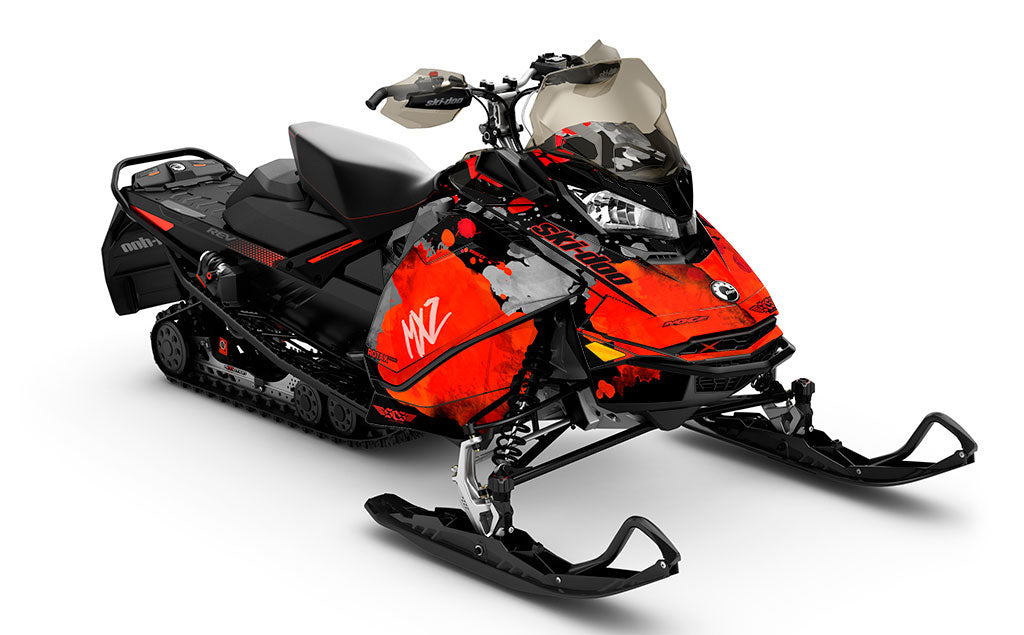 Powder Color Black Red Ski-Doo REV Gen4 MXZ Premium Coverage Sled Wrap