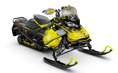 Powder Color Black Yellow Ski-Doo REV Gen4 MXZ Premium Coverage Sled Wrap