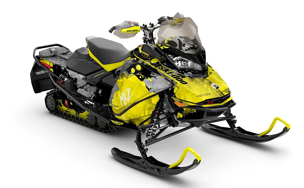 Powder Color Black Yellow Ski-Doo REV Gen4 MXZ Full Coverage Sled Wrap