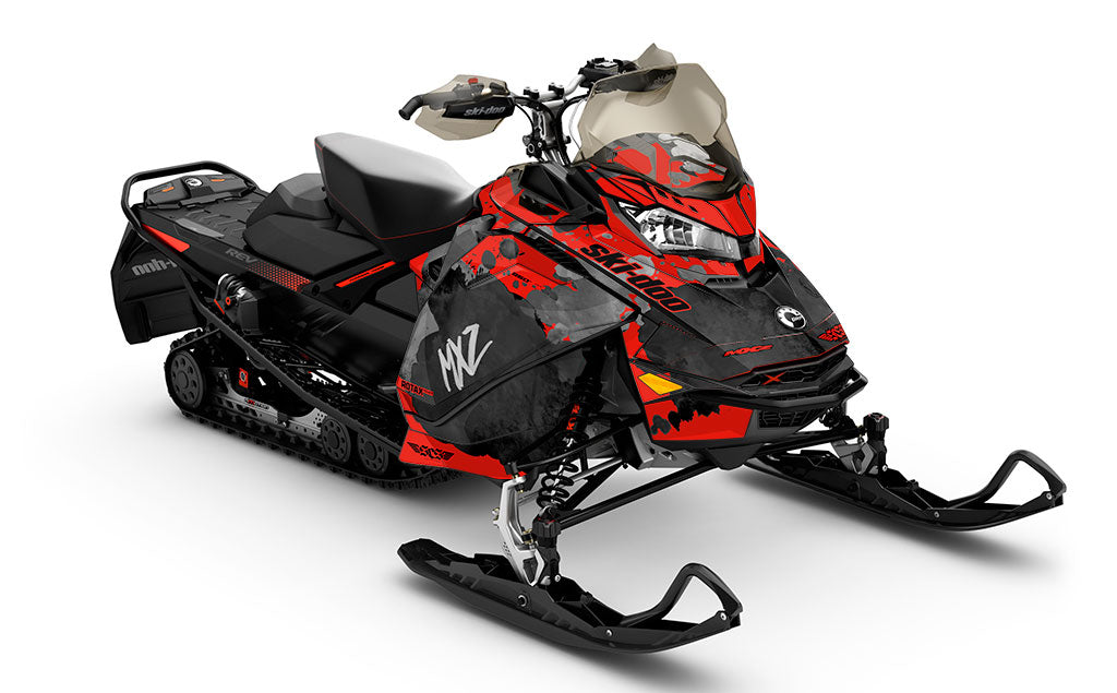 Powder Color Red Black Ski-Doo REV Gen4 MXZ Premium Coverage Sled Wrap