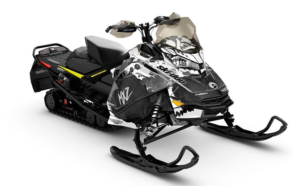 Powder Color White Black Ski-Doo REV Gen4 MXZ Premium Coverage Sled Wrap