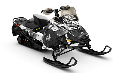 Powder Color White Black Ski-Doo REV Gen4 MXZ Full Coverage Sled Wrap