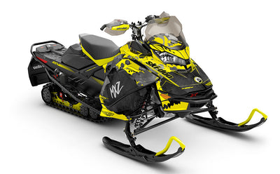 Powder Color Yellow Black Ski-Doo REV Gen4 MXZ Premium Coverage Sled Wrap