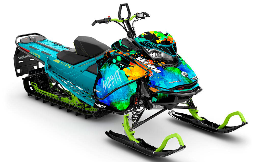 Powder Color Black Green Ski-Doo REV Gen4 Summit Full Coverage Sled Wrap