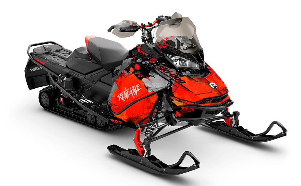 Powder Color Black Red Ski-Doo REV Gen4 Renegade Premium Coverage Sled Wrap