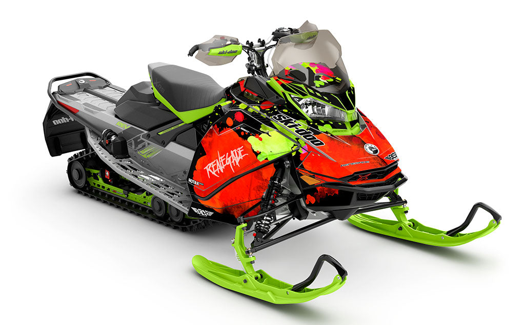 Powder Color Red Green Ski-Doo REV Gen4 Renegade Premium Coverage Sled Wrap