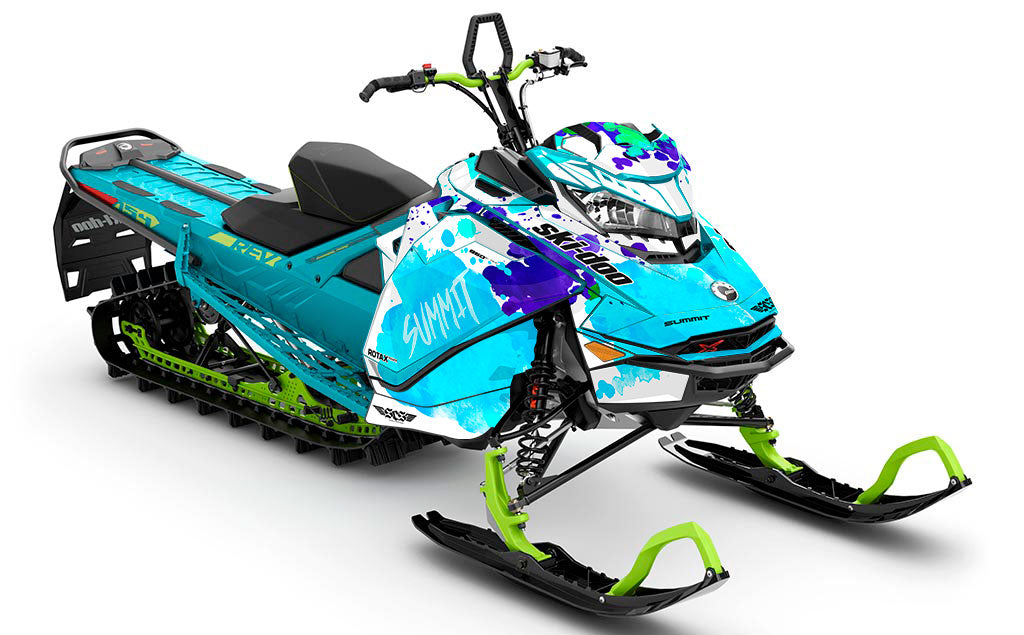 Powder Color White Blue Ski-Doo REV Gen4 Summit Full Coverage Sled Wrap