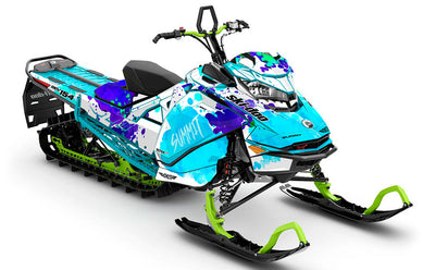 Powder Color White Blue Ski-Doo REV Gen4 Summit Less Coverage Sled Wrap