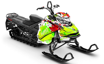 Powder Color White Green Ski-Doo REV Gen4 Summit Partial Coverage Sled Wrap