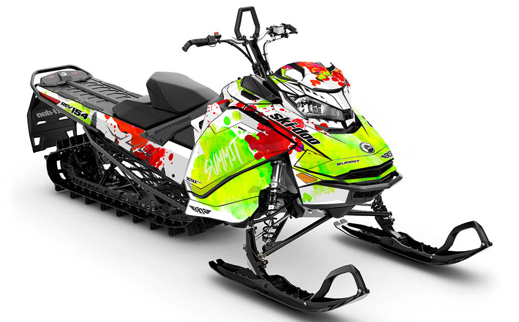 Powder Color White Green Ski-Doo REV Gen4 Summit Less Coverage Sled Wrap