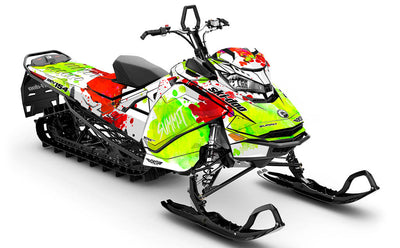 Powder Color White Green Ski-Doo REV Gen4 Summit Full Coverage Sled Wrap