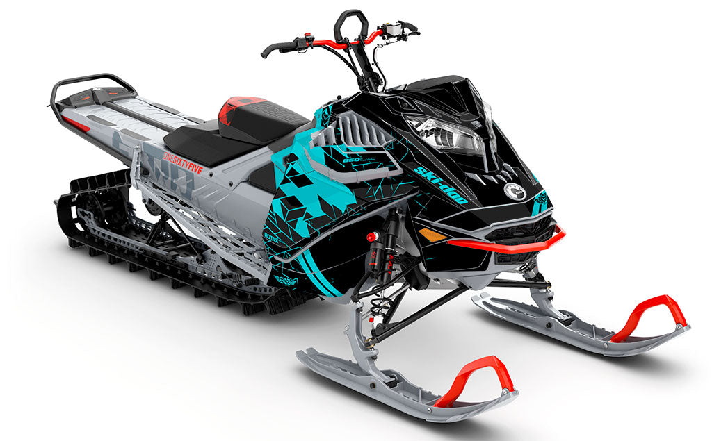 Prism Grey Red Ski-Doo REV Gen4 LWH - Freeride Premium Coverage Sled Wrap