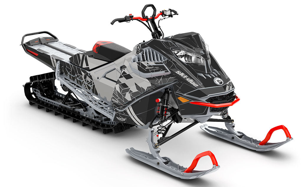 Prism Black Grey Ski-Doo REV Gen4 LWH - Freeride Partial Coverage Sled Wrap