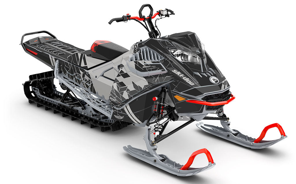 Prism Black Grey Ski-Doo REV Gen4 LWH - Freeride Less Coverage Sled Wrap