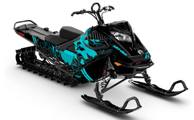 Prism Black Turquoise Ski-Doo REV Gen4 LWH - Summit Partial Coverage Sled Wrap