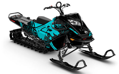 Prism Black Turquoise Ski-Doo REV Gen4 LWH - Summit Full Coverage Sled Wrap