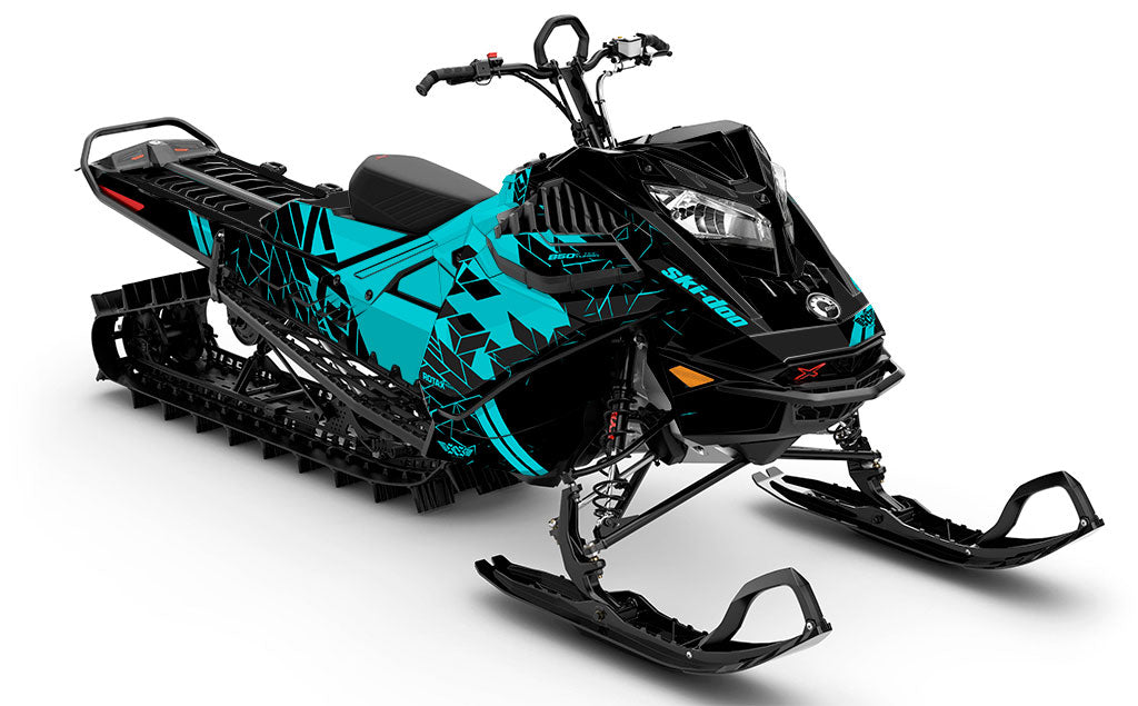 Prism Black Turquoise Ski-Doo REV Gen4 LWH - Summit Premium Coverage Sled Wrap
