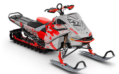 Prism Grey Red Ski-Doo REV Gen4 LWH - Summit Partial Coverage Sled Wrap